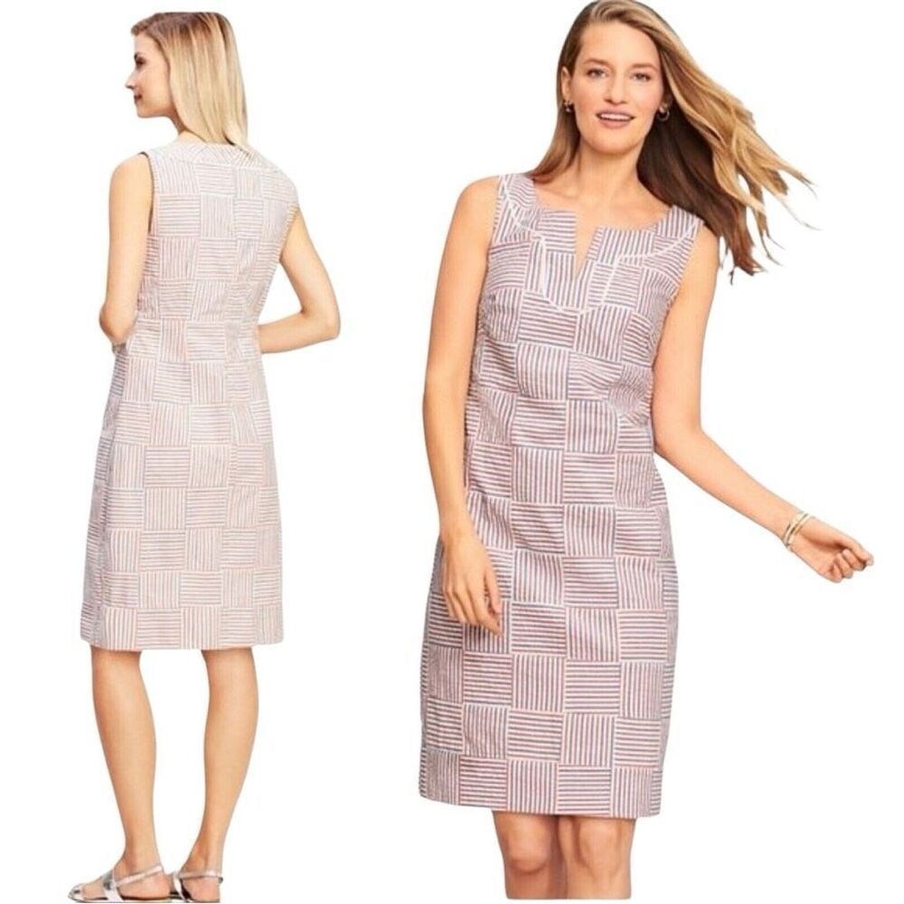 Talbots Seersucker Patchwork Shift Dress Size 8 R… - image 1